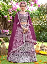 Net Dark Pink Wedding Wear Embroidery Work Lehenga Choli